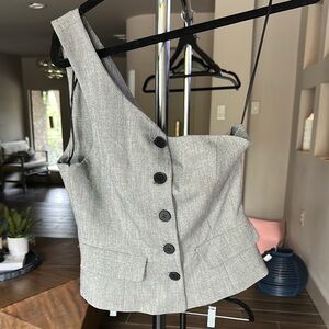 Zara Gray Button-Up Sleeveless Top